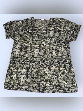 Absolute Camo Wrap Scrub Top Green Digital Camouflage V-Neck